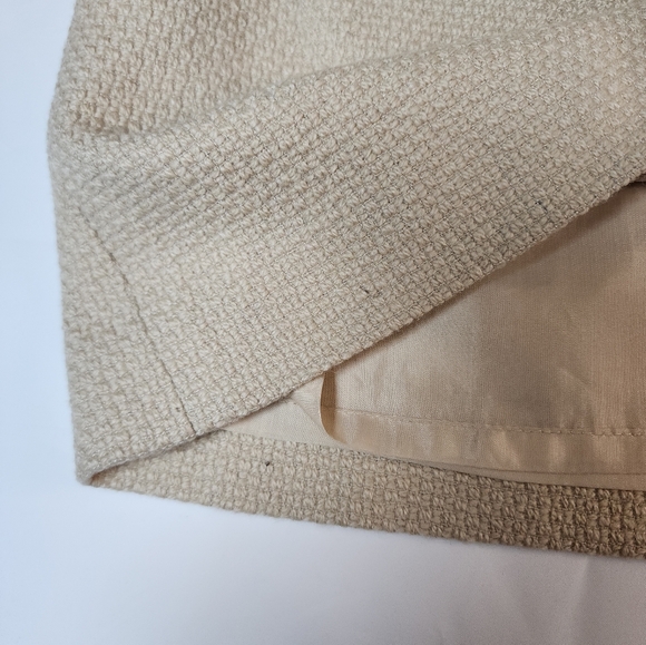 Vivienne Tam Beige Wool Textured A-Line Mini Skirt with Button Pockets Size 8 - Picture 8 of 12